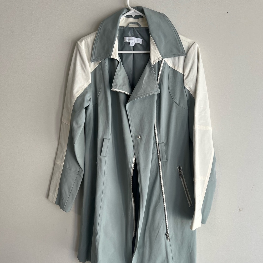 New York & Company Women's Gray and White Trench Coat